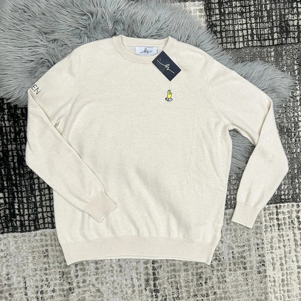 Boston Scott Golf Mens‎ 100% Cashmere Oatmeal Sweater LS Size XXLarge ($205)